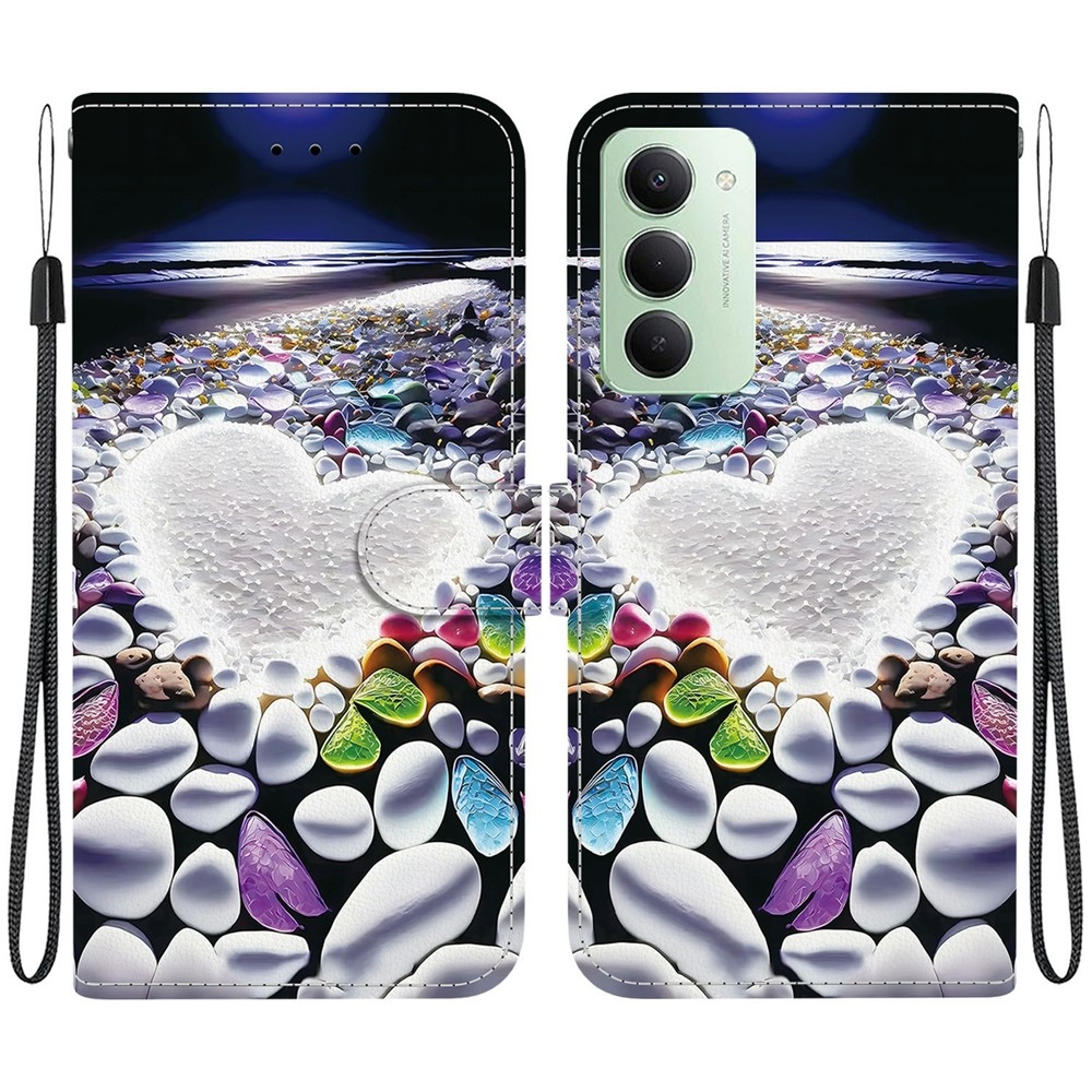 Sokoldalú könyvtáska Xiaomi Redmi 15 5G (169mm) - szív és strasszkövek