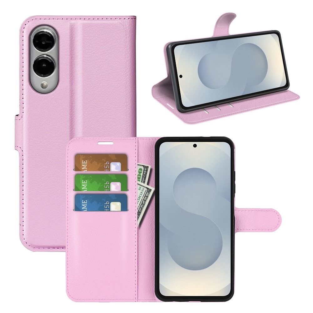 Litchi könyv tok Samsung Galaxy S25 Edge készülékhez - rózsaszín