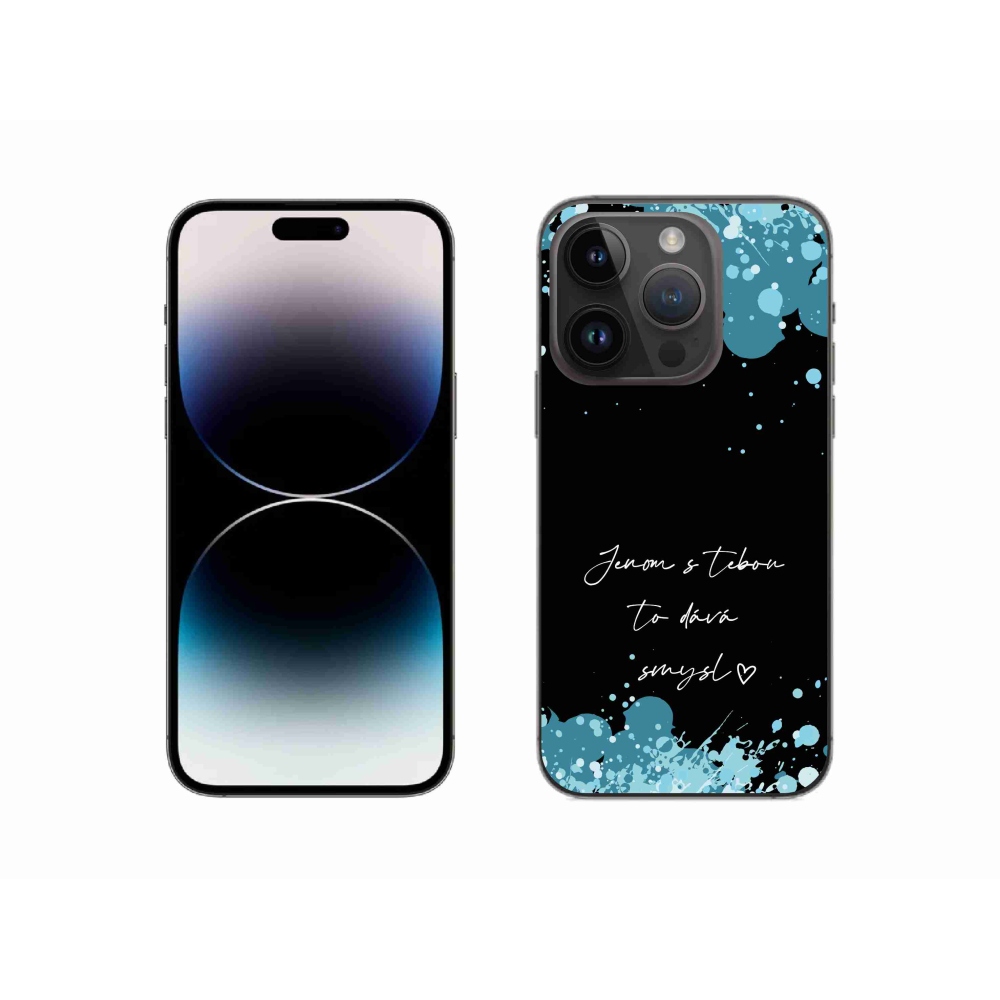 Gél borítás mmCase iPhone 14 Pro 6.1 készülékhez - szerelmes szöveg fekete háttérrel