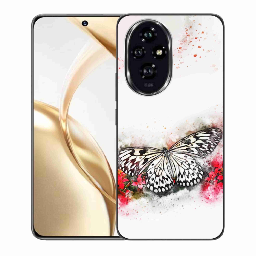 Zselés borító mmCase a Honor 200 5G készülékhez - fekete-fehér pillangó
