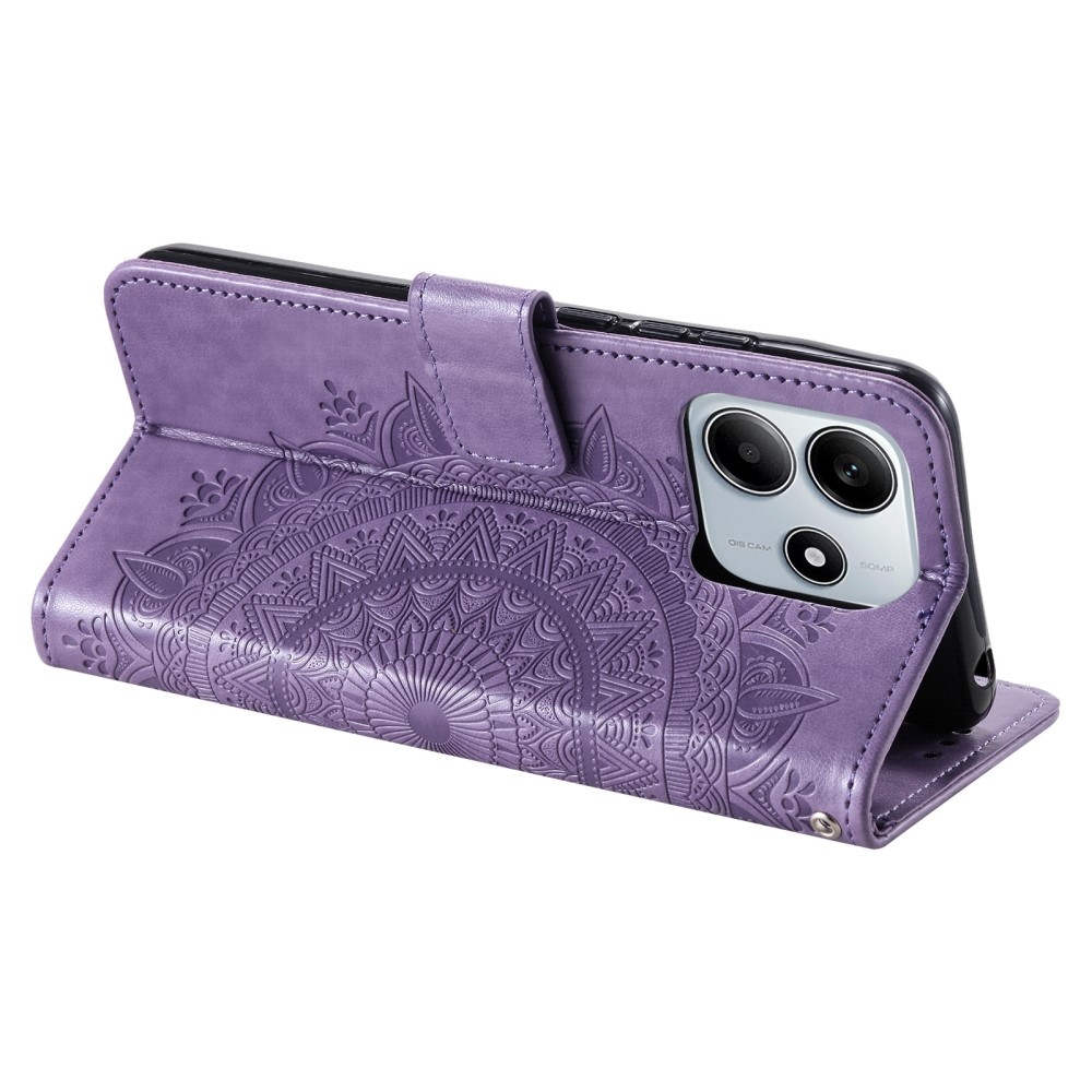 Mandala könyv tok a Xiaomi Redmi Note 14 5G-hez - lila