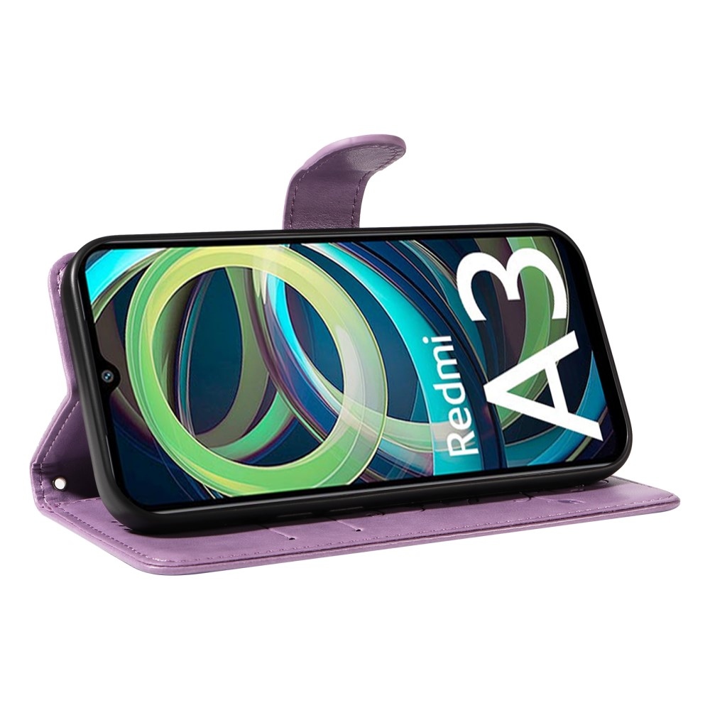 Virágok könyv tok Xiaomi Redmi A3-hoz - lila