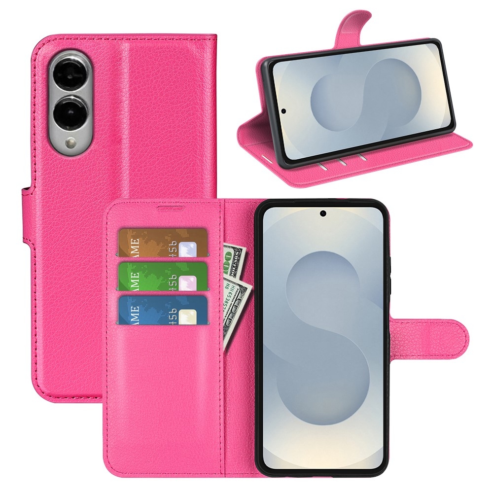 Litchi könyv tok Samsung Galaxy S25 Edge-hez - rózsaszínű