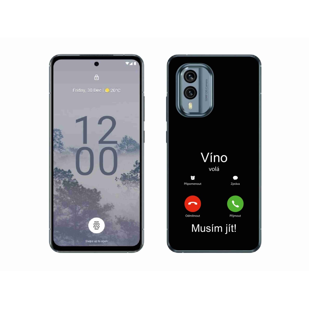 Zselés borító mmCase a Nokia X30 5G készülékhez - bor hívások fekete háttérrel