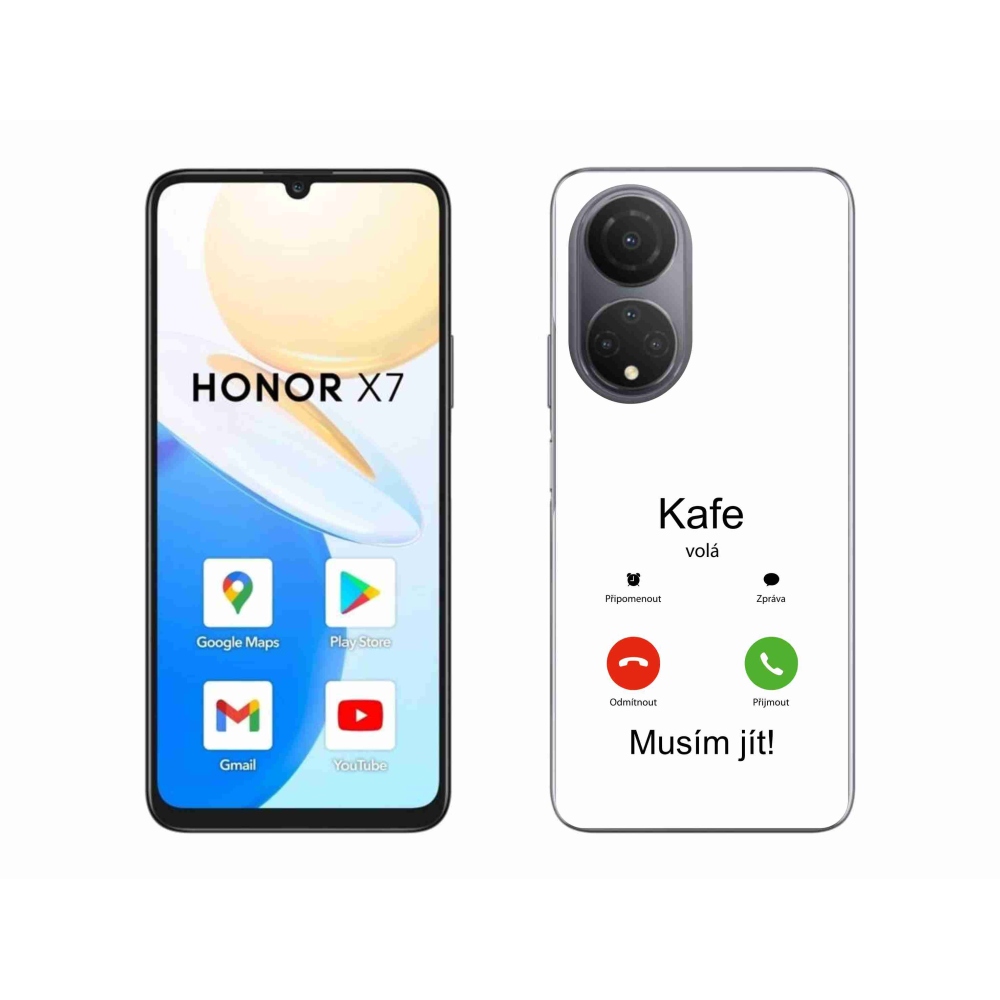 Gél borító mmCase a Honor X7 készülékhez - kávé hívások fehér háttérrel