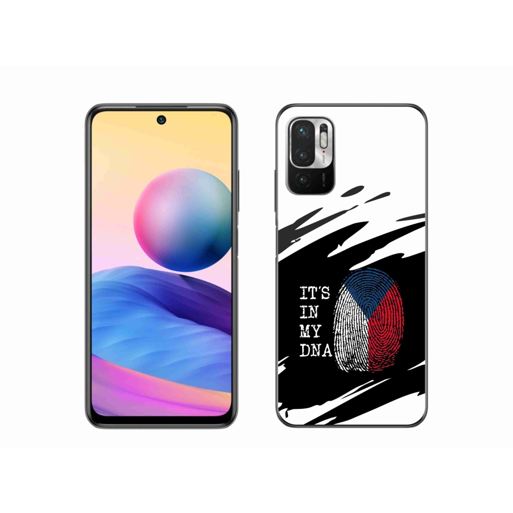 Gél borító mmCase a Xiaomi Redmi Note 10 5G - zászló ujjlenyomat fekete és fehér háttérrel