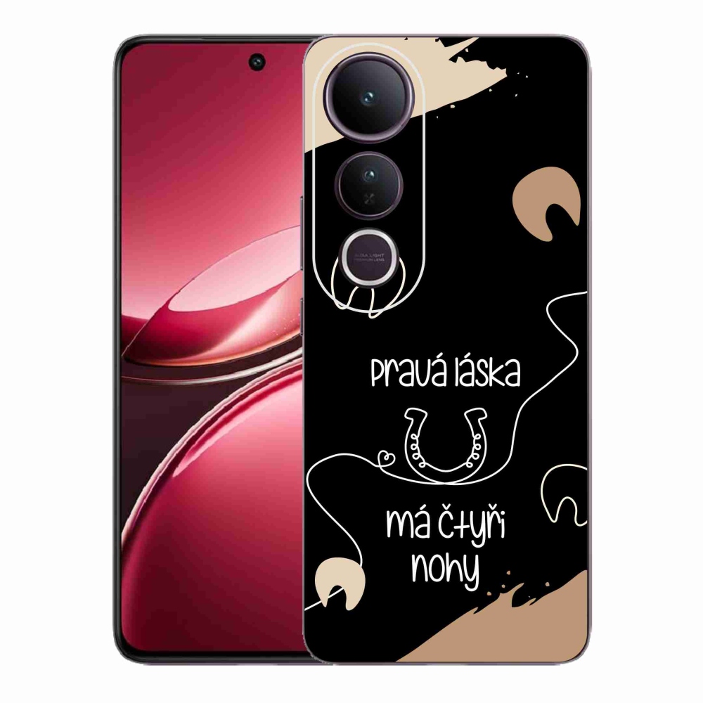 Gél borítás mmCase a Vivo V50 Lite 4G/5G készülékhez - ló motívum fekete háttérrel