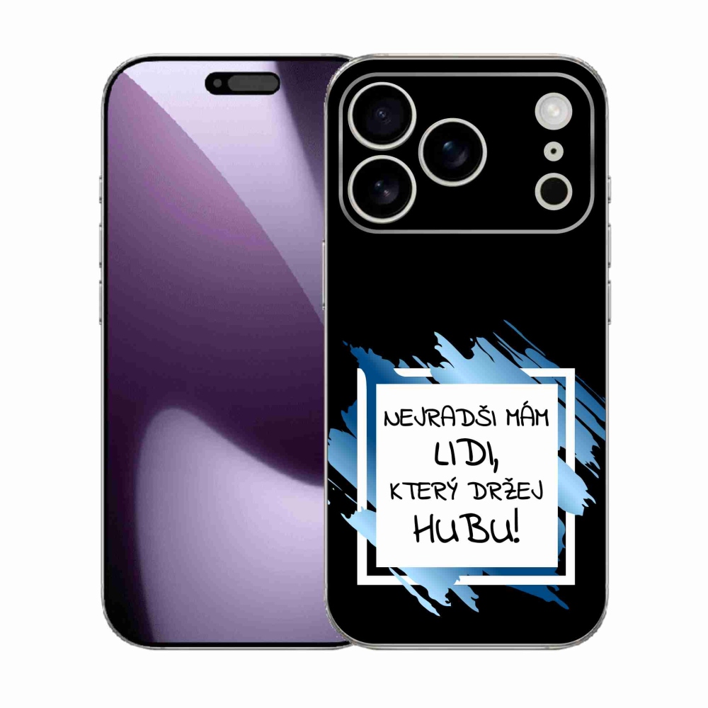 Gél borítás mmCase iPhone 17 Pro készülékhez - vicces szöveg 7 fehér és fekete háttérrel