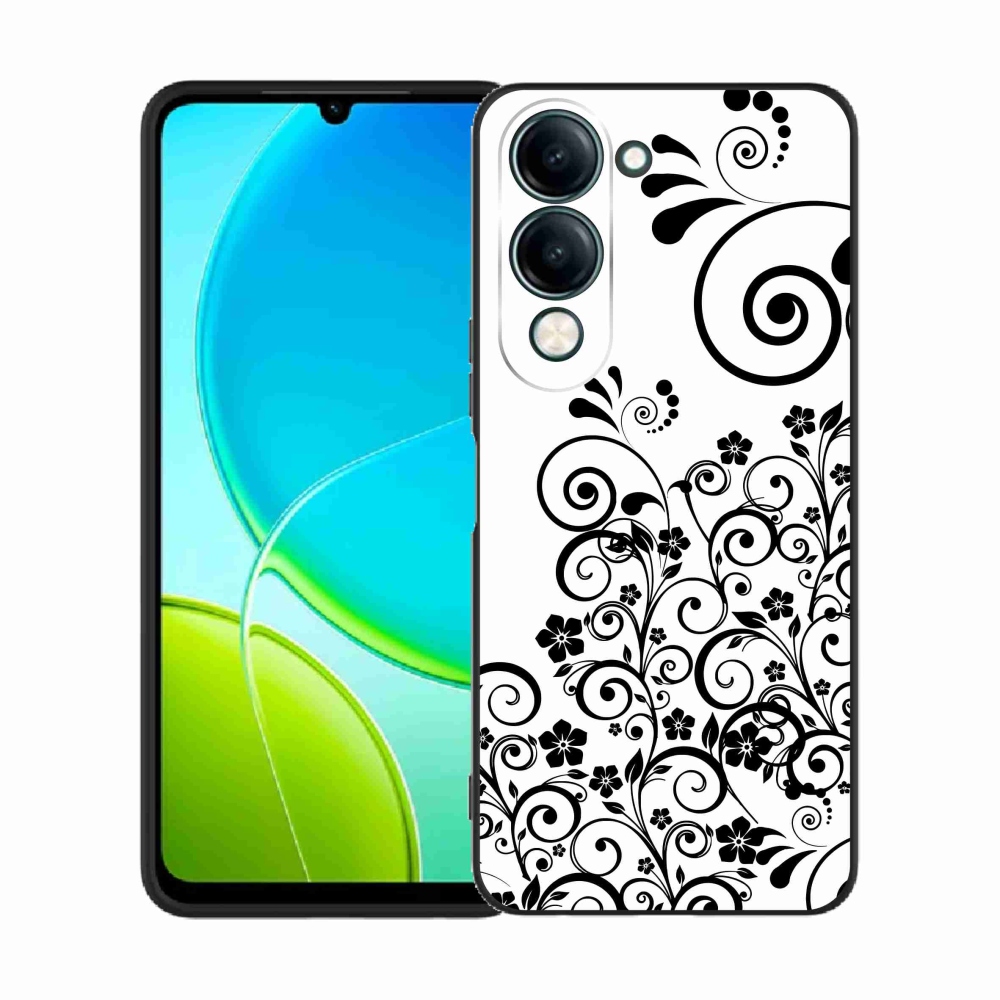 Gél borítás mmCase a Vivo Y29s 5G-n - fekete és fehér virágminták