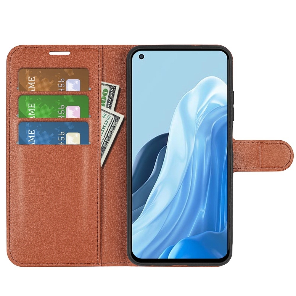 Litchi könyv tok Oppo Find X5 Lite-hoz - barna