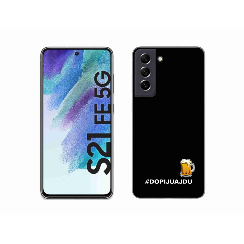 Gél borítás mmCase Samsung Galaxy S21 FE 5G - sör motívum 1 fekete háttér