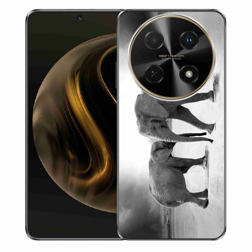 Gél borítás mmCase a Huawei Nova 12i - fekete és fehér elefántokon