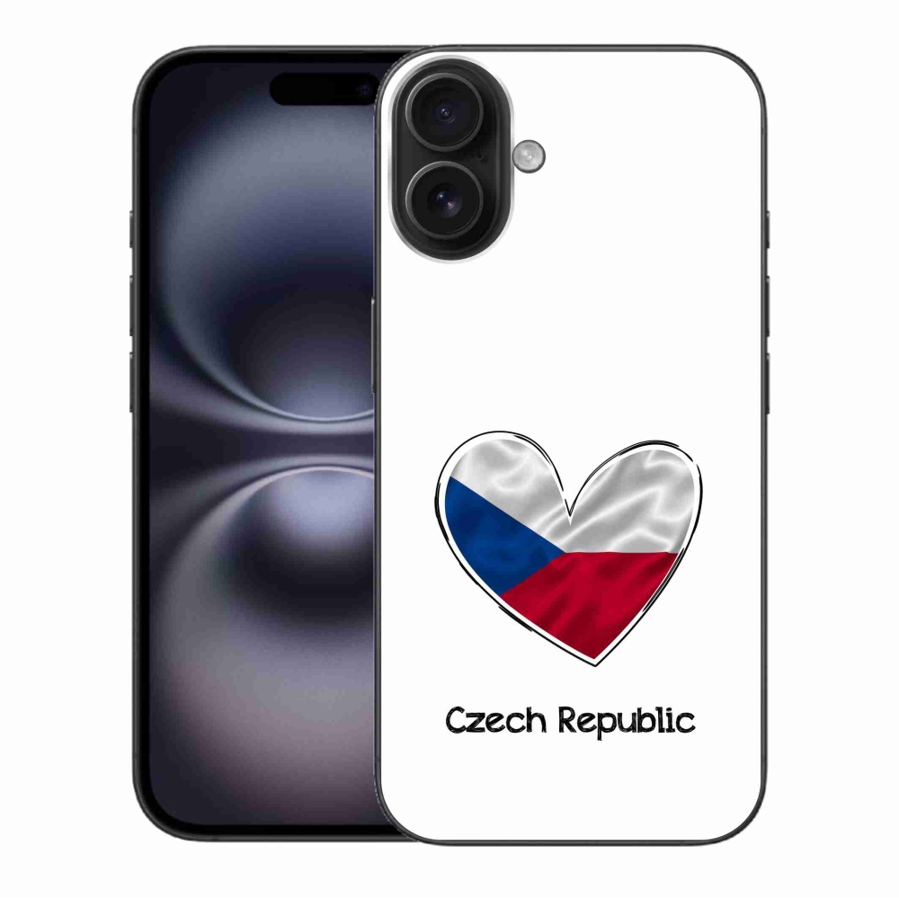 Gél borítás mmCase iPhone 16 Plus készülékhez - szív zászló fehér háttér