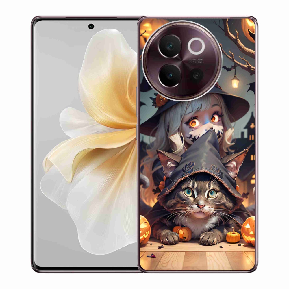 Gél borítás mmCase a Vivo V40 Lite 5G-n - boszorkány macskával