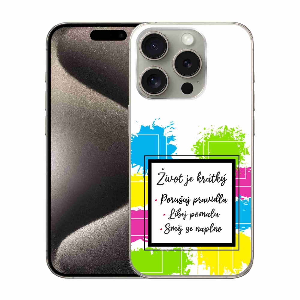 Gél borítás mmCase iPhone 15 Pro készülékhez - Idézet 5 fehér háttér