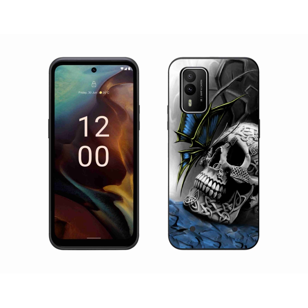 Zselés borítás mmCase a Nokia XR21 készülékhez - pillangó és koponya