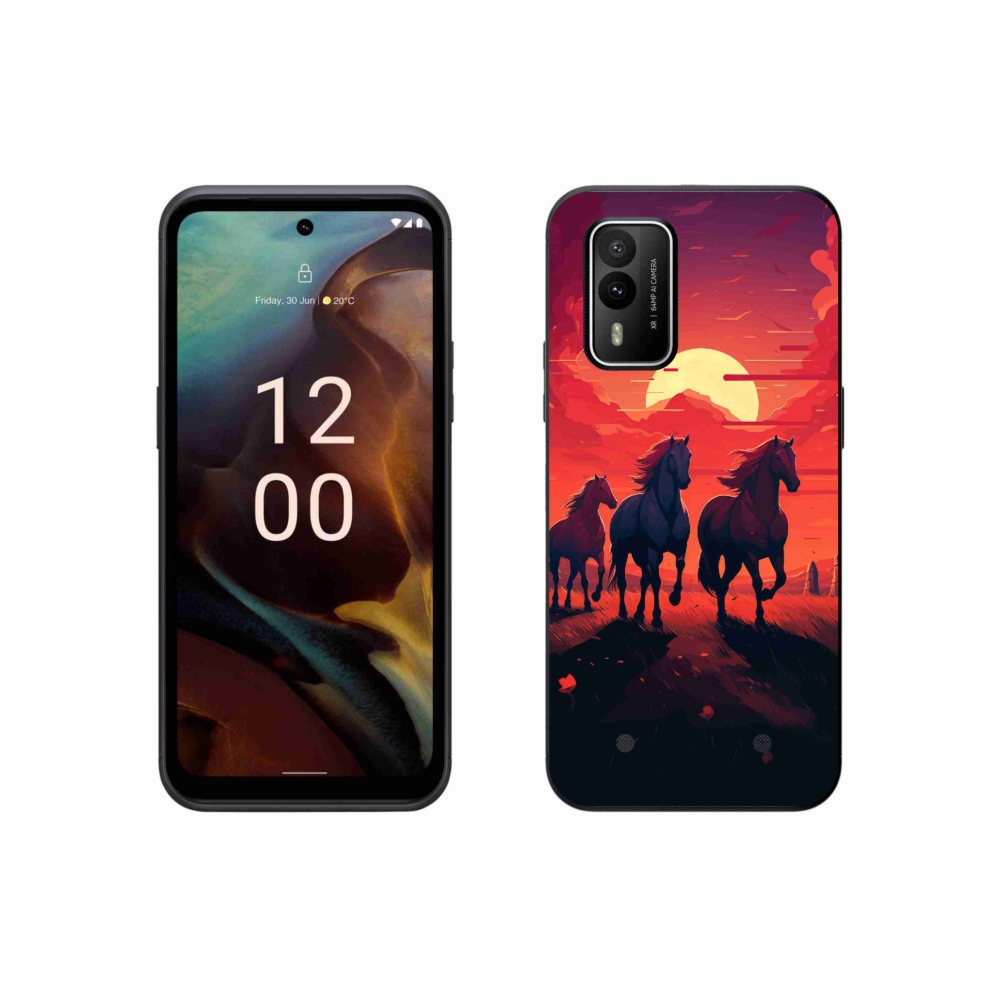 Zselés borítás mmCase a Nokia XR21 készülékhez - lovak és naplemente