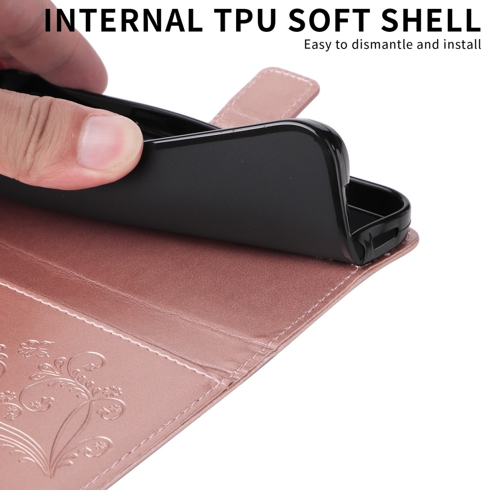 Nagy pillangó könyv tok Xiaomi Redmi A5 (171.7x77.8x8.3mm) - rózsaarany színben