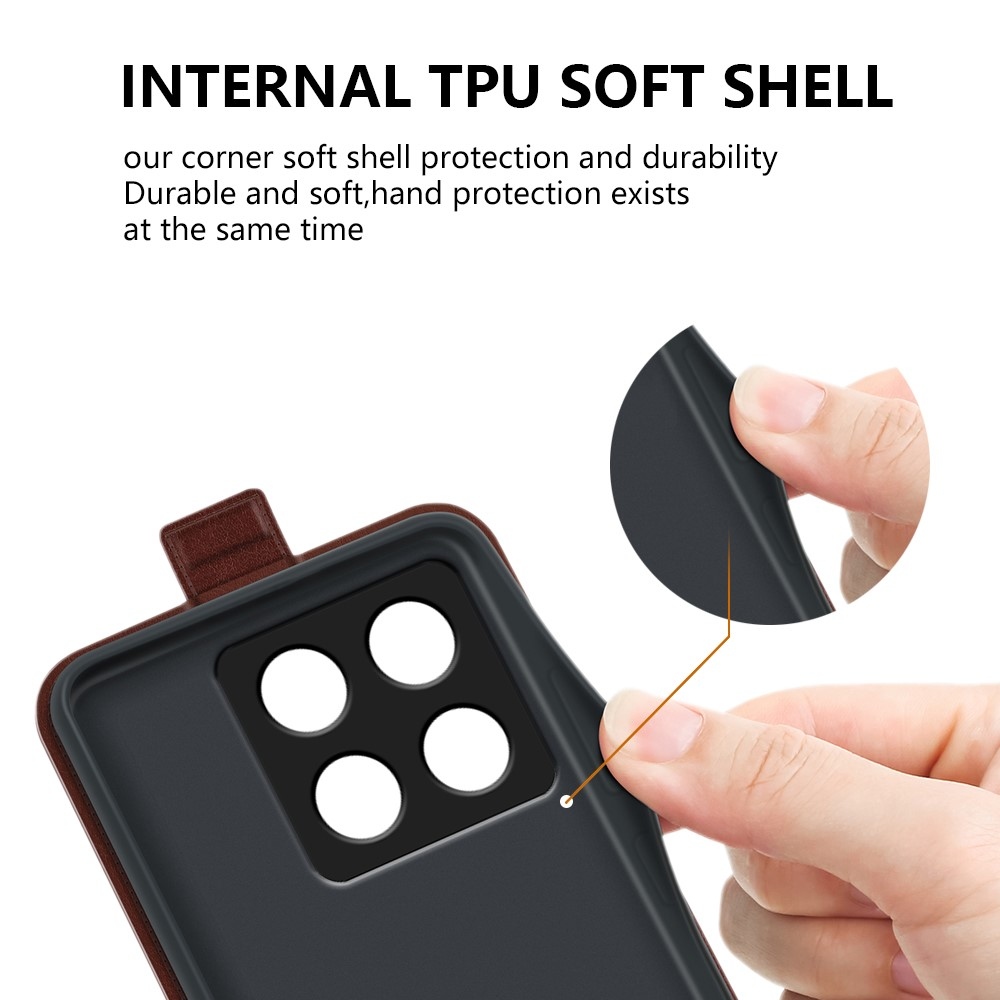 Függőleges könyvtáska Xiaomi 14T-hez - barna