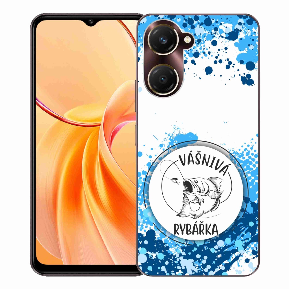 Gél borító mmCase a Vivo Y28s 5G-hez - szenvedélyes halász fehér háttérrel