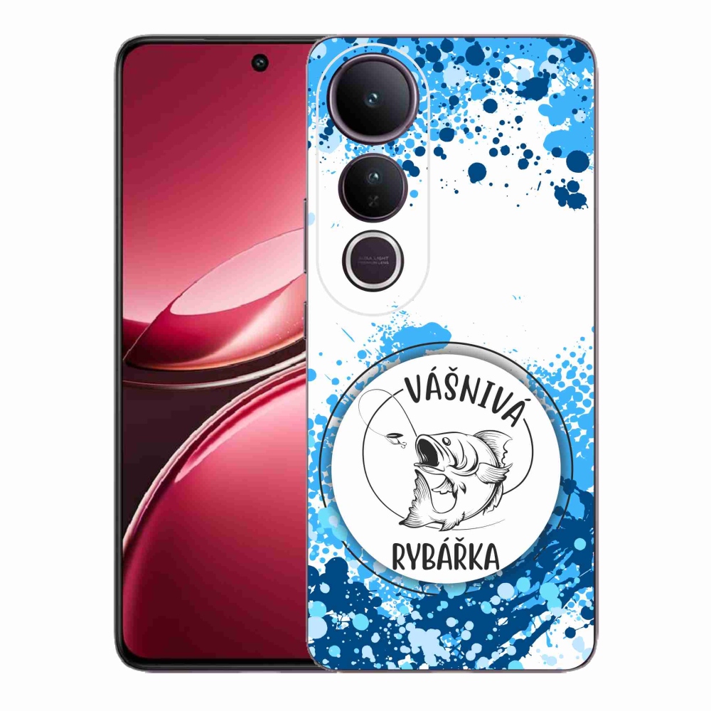 Gél borító mmCase a Vivo V50 Lite 4G/5G-hez - szenvedélyes halász fehér háttérrel