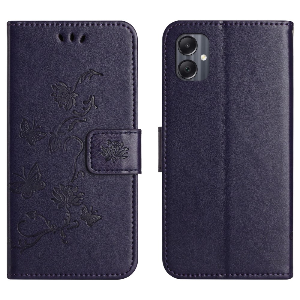 Virágos könyv tok Samsung Galaxy A07 4G - sötét lila