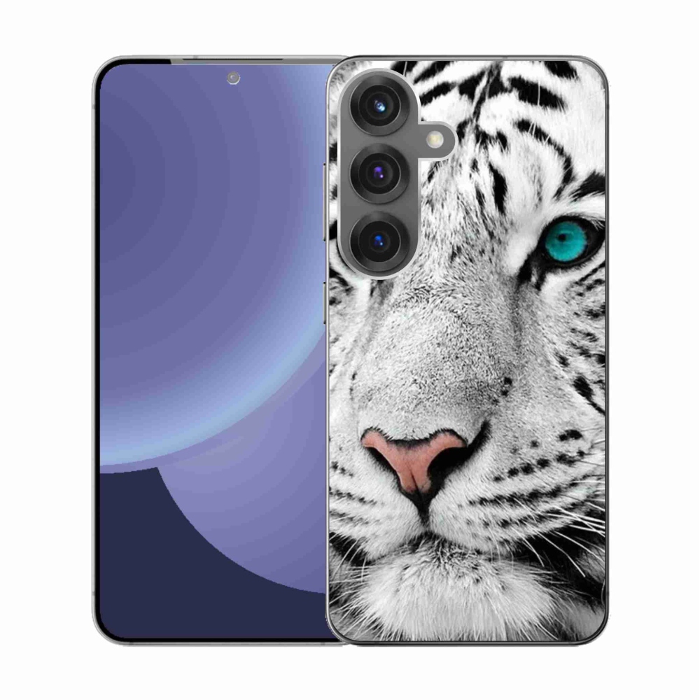 Zselés borítás mmCase Samsung Galaxy S25 készülékhez - fehér tigris