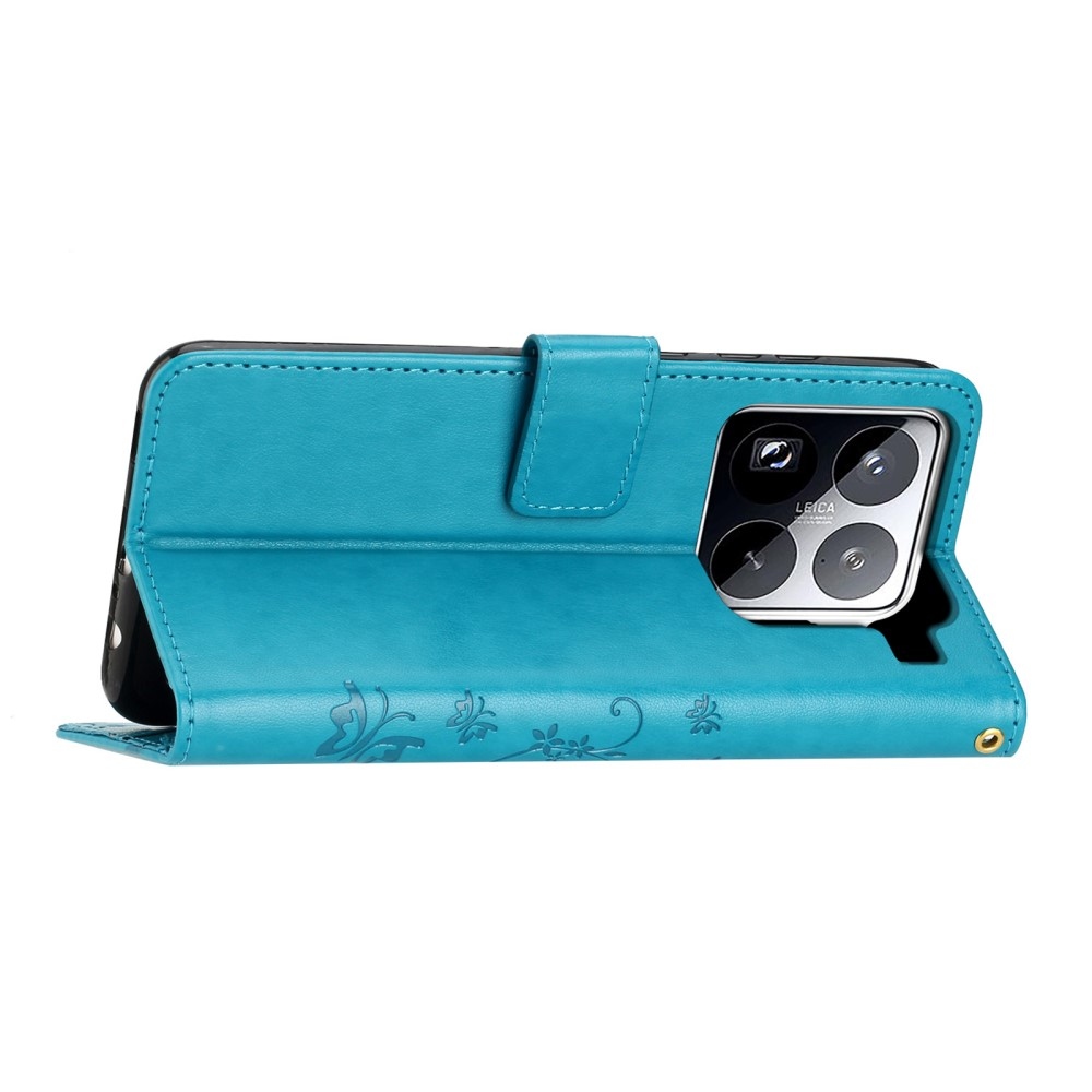 Virágok könyv tok Xiaomi 15 Pro-hoz - kék