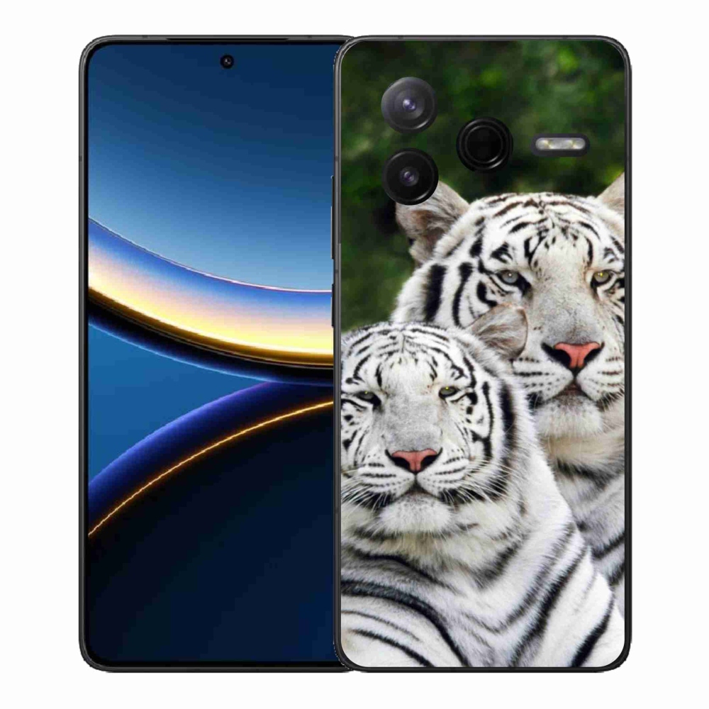 Gél borítás mmCase a Xiaomi Poco F7 Pro számára - fehér tigrisek