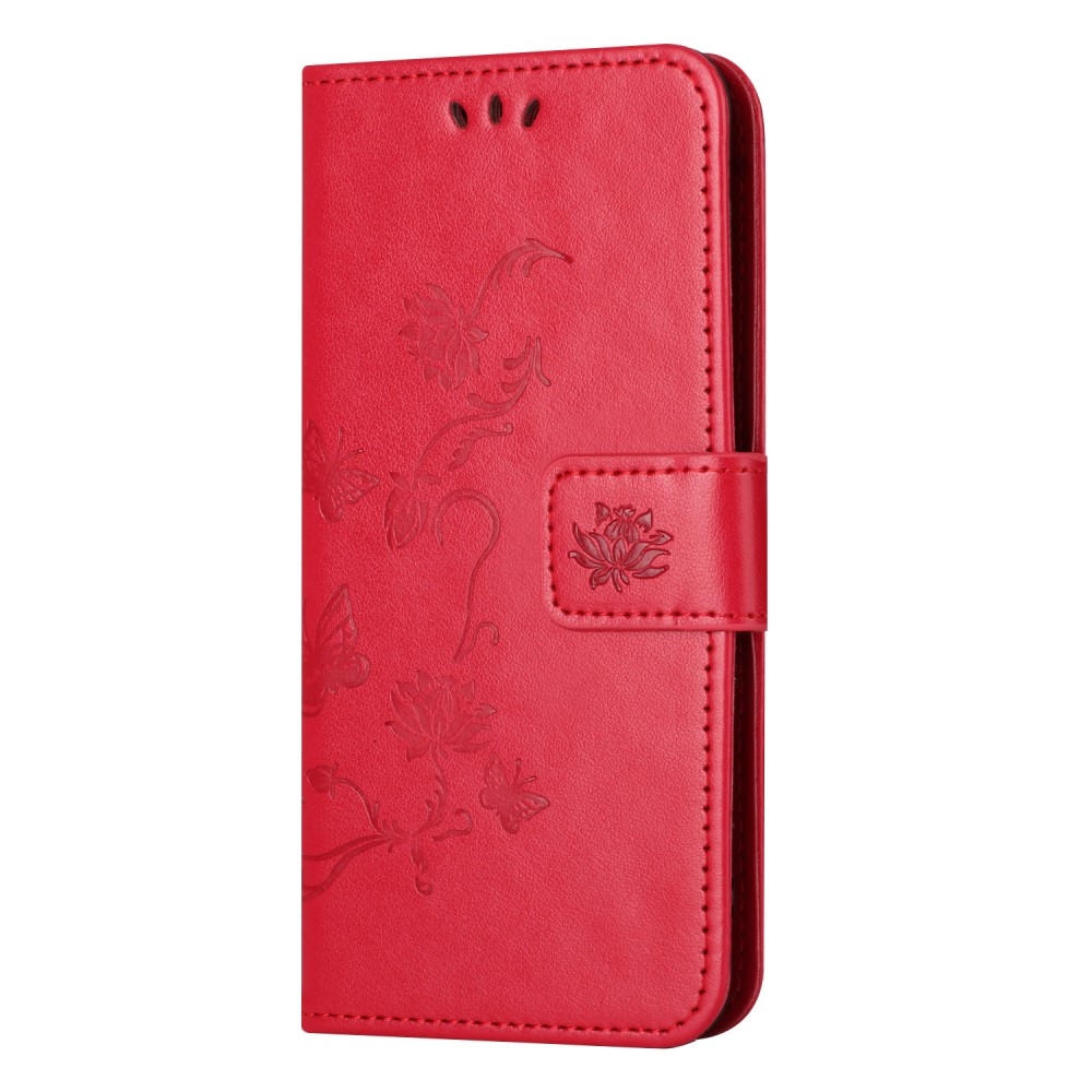 Virágos könyvtáska Samsung Galaxy A35 5G - piros