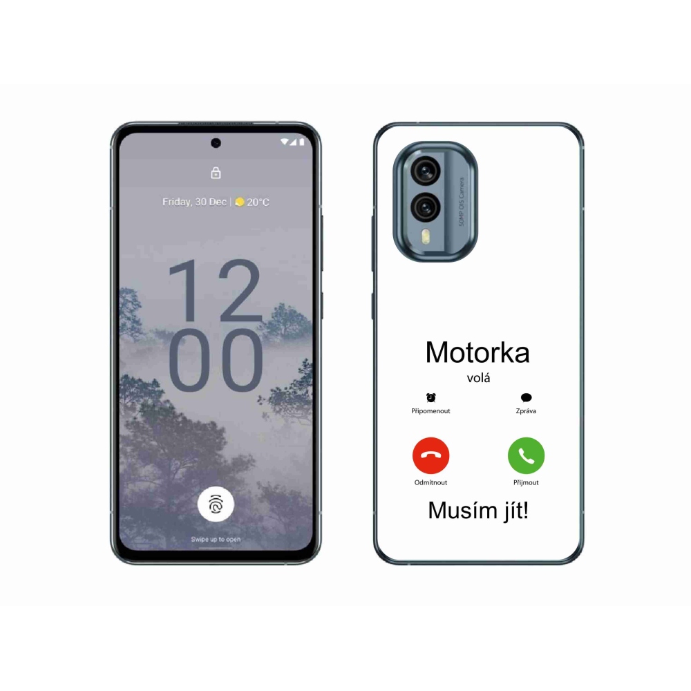 Zselés borítás mmCase a Nokia X30 5G készülékhez - motoros hívás fehér háttérrel