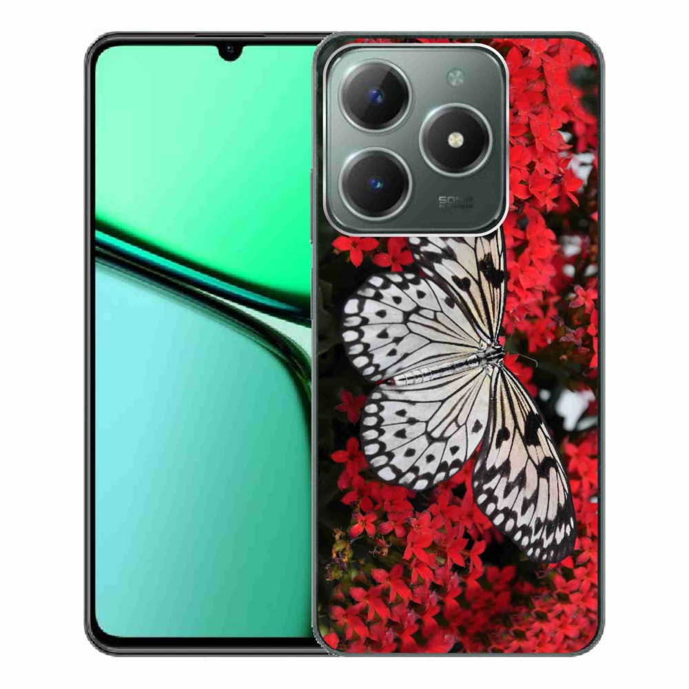 Zselés tok mmCase a Realme C61 készülékhez - fekete-fehér pillangó 1