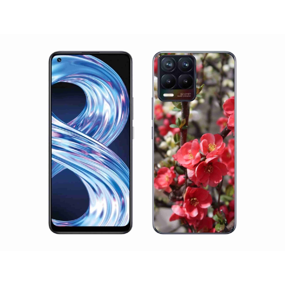 Gél borítás mmCase a Realme 8 4G-re - piros virágok