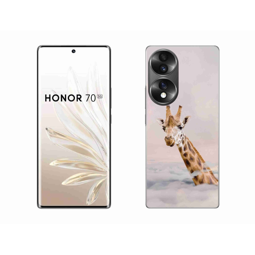 Zselés borító mmCase a Honor 70 készülékhez - zsiráf a felhőkben