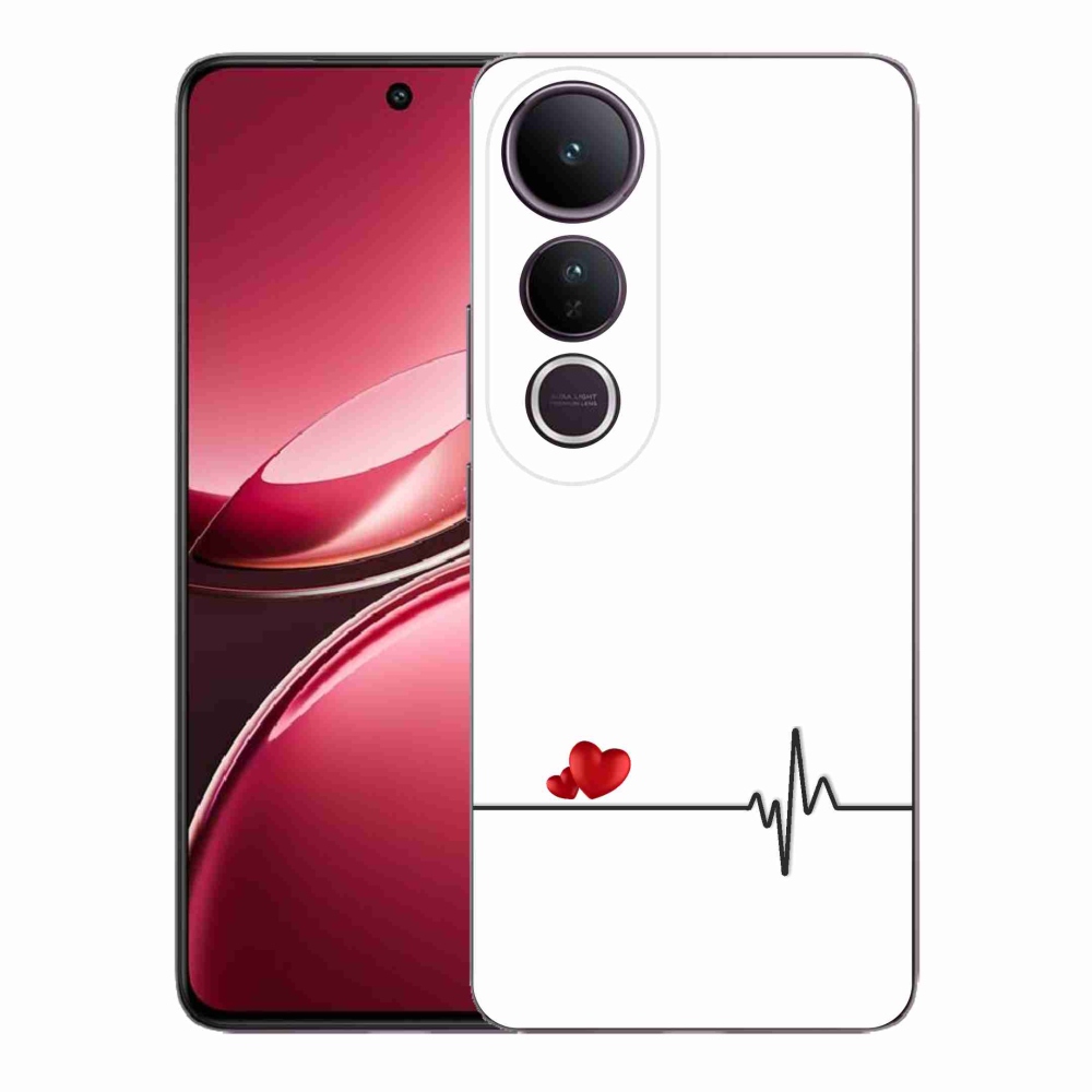 Gél borító mmCase a Vivo V50 Lite 4G/5G-n - szív és szívverés fehér háttérrel