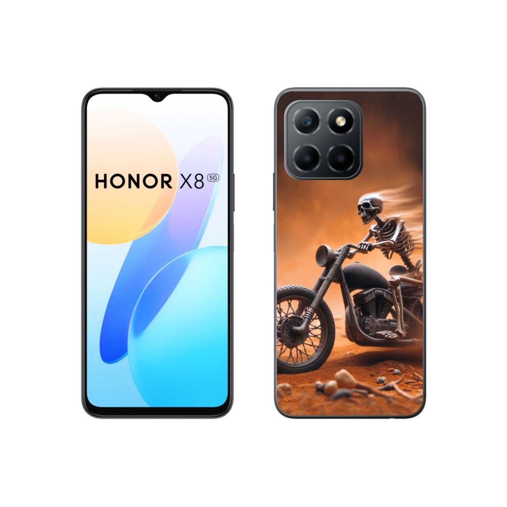 Gél borítás mmCase a Honor X8 5G/70 Lite 5G számára - csontváz egy motorkerékpáron