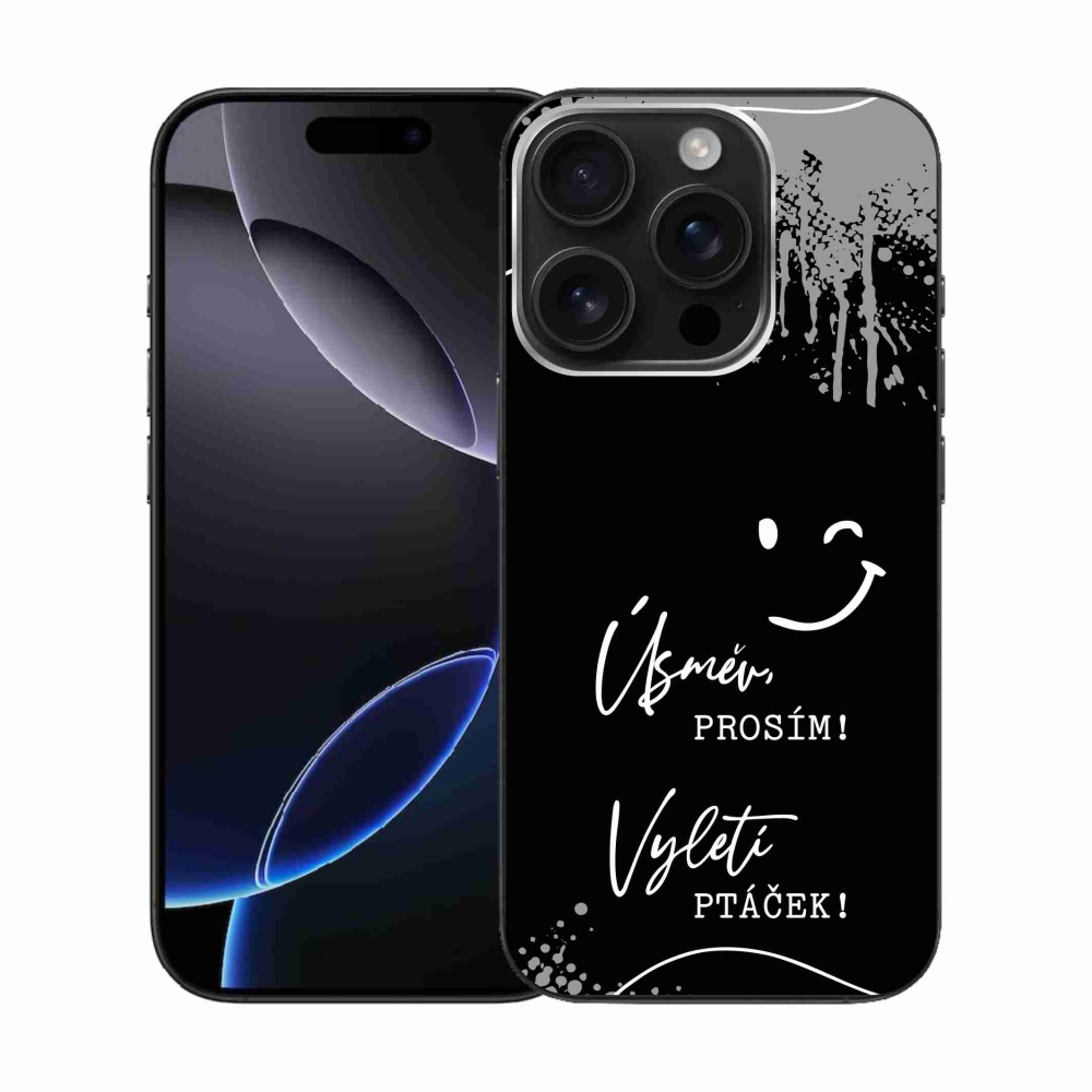 Gél borítás mmCase iPhone 16 Pro készülékhez - vicces szöveg 4 fekete háttér