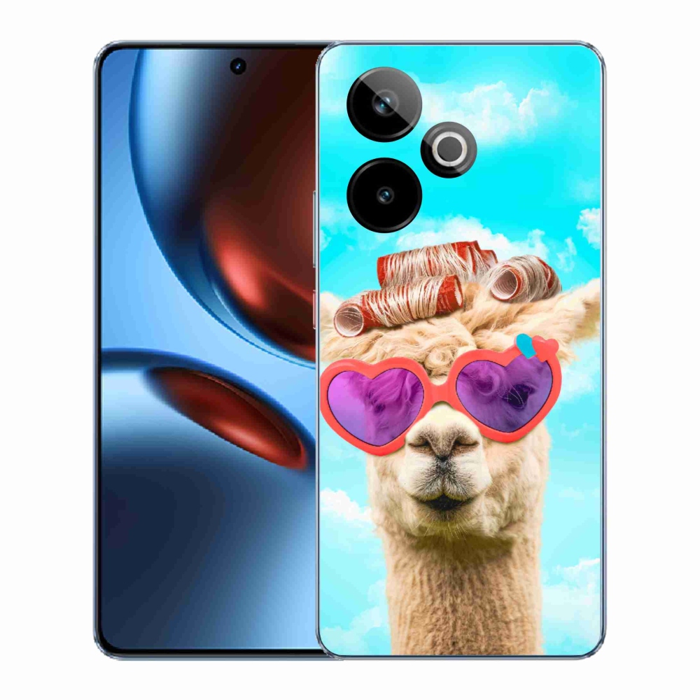 Rugalmas zselés tok mmCase képpel a Realme GT 7 5G/GT 7T 5G számára - Láma szemüveggel