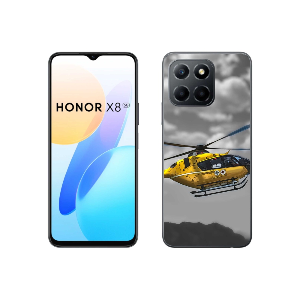 Zselés borítás mmCase a Honor X8 5G/70 Lite 5G számára - sárga helikopter