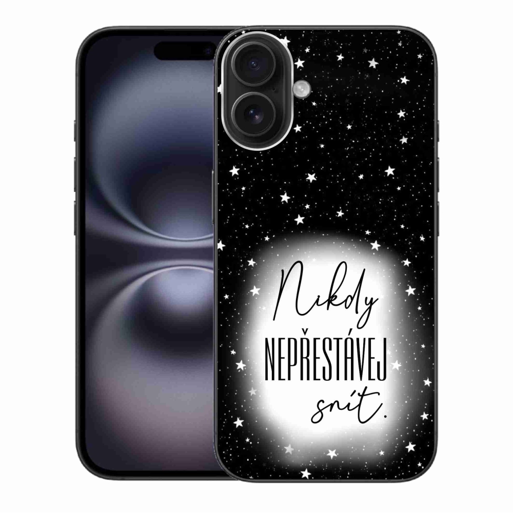 Gél borítás mmCase iPhone 16 Plus készülékhez - idézet 1 fehér és fekete háttérrel