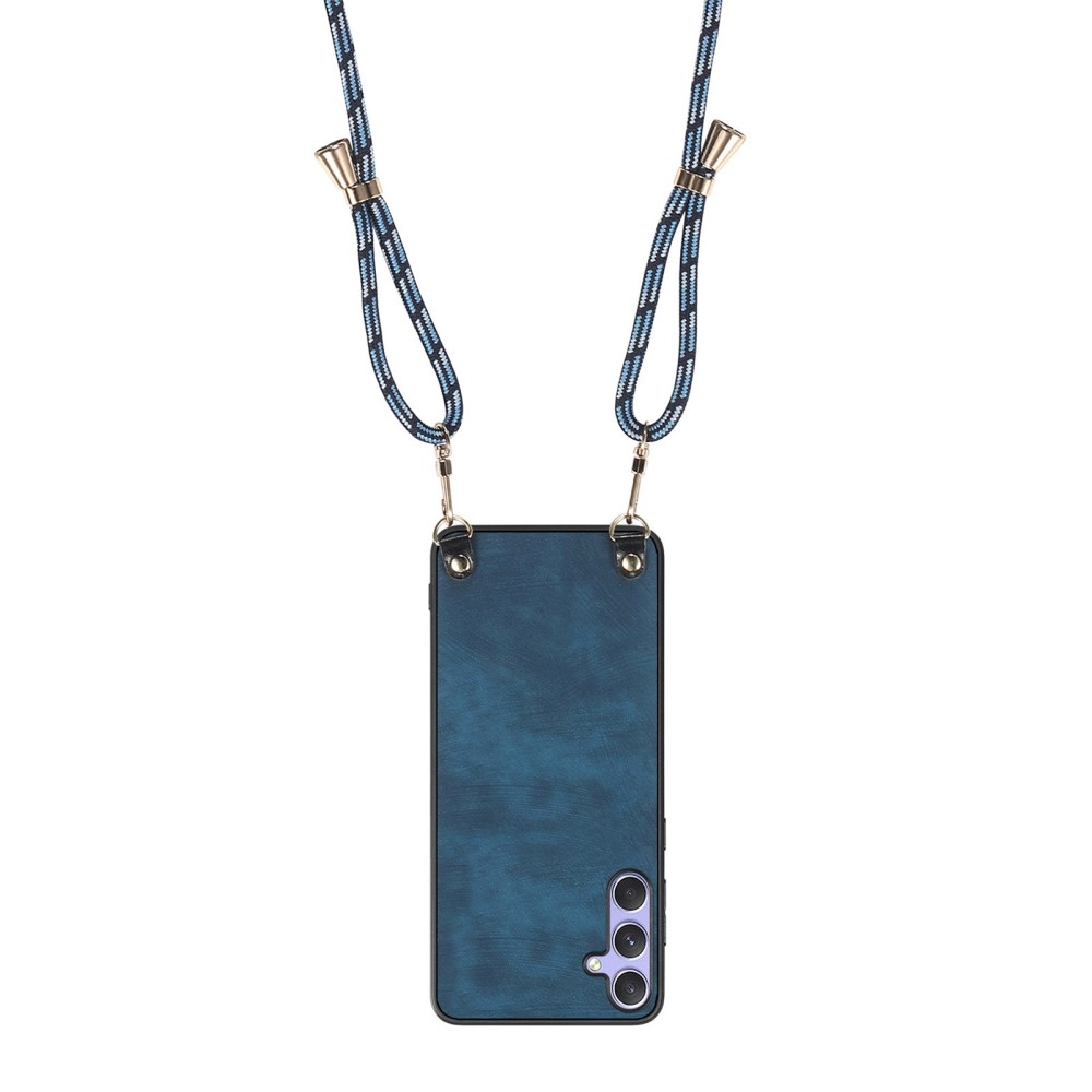 Retro zselés tok zsinórral és műbőrrel Samsung Galaxy A26 5G készülékhez - kék