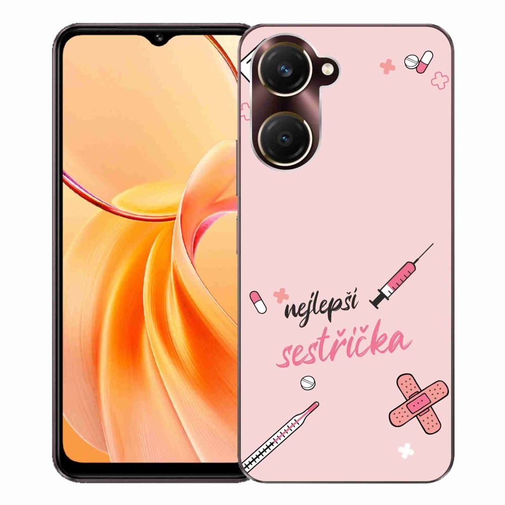 Gél borító mmCase a Vivo Y28s 5G-n - a legjobb kishúg rózsaszín háttérrel