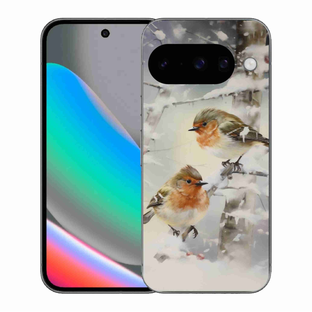 Gél borítás mmCase a Google Pixel 10 számára - madarak télen