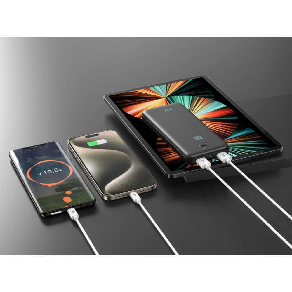 iPEAX Powerbank 10 000 mAh 10,5W, 2xUSB-A - fekete