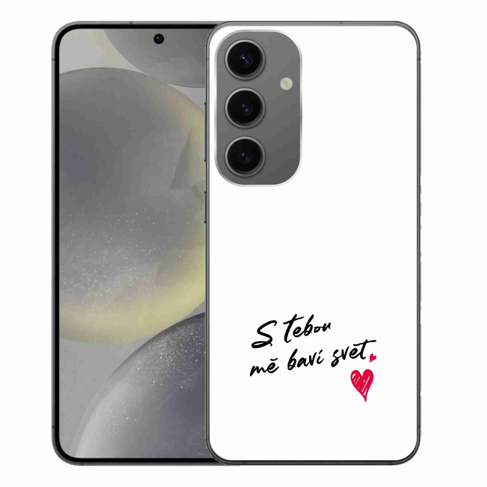Gél borító mmCase Samsung Galaxy S24+ készülékhez - szerelmes szöveg 1 fehér háttér