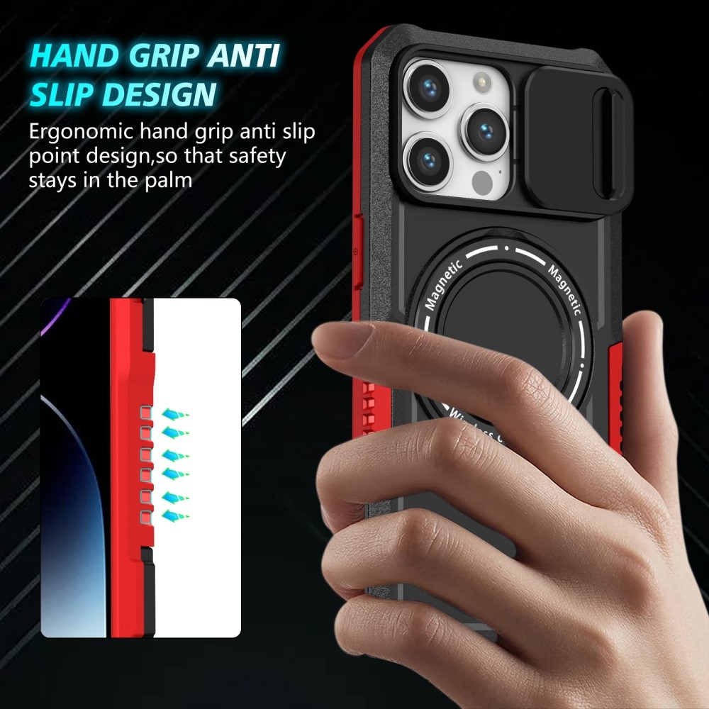 Katonai tartós védőburkolat MagSafe-vel iPhone 14 Pro Max készülékhez - Piros/fekete