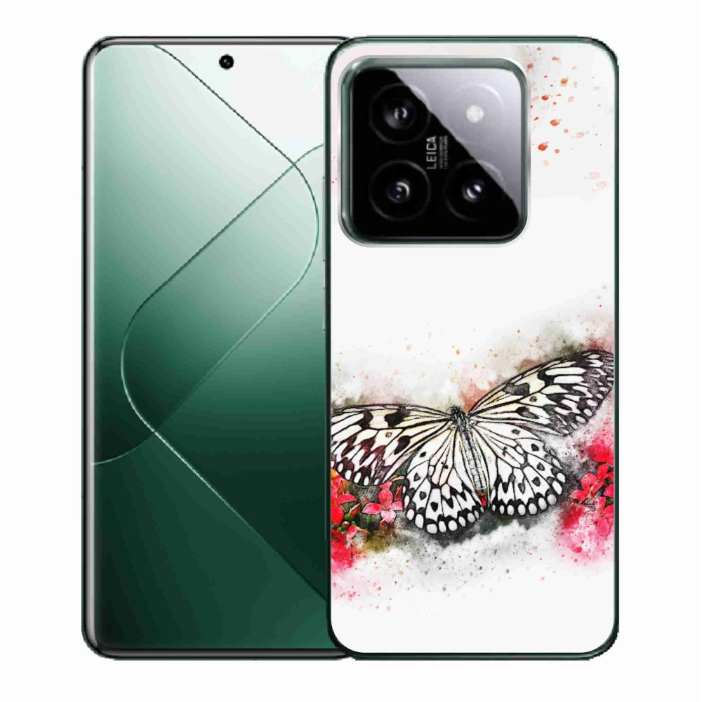Gél borítás mmCase a Xiaomi 14-hez - fekete-fehér pillangó