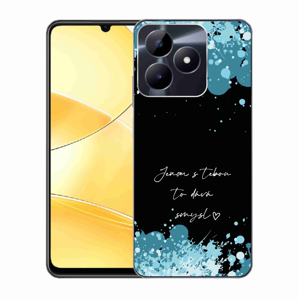 Gél borító mmCase a Realme C51/C53 készülékhez - szöveg szerelemben fekete háttérrel