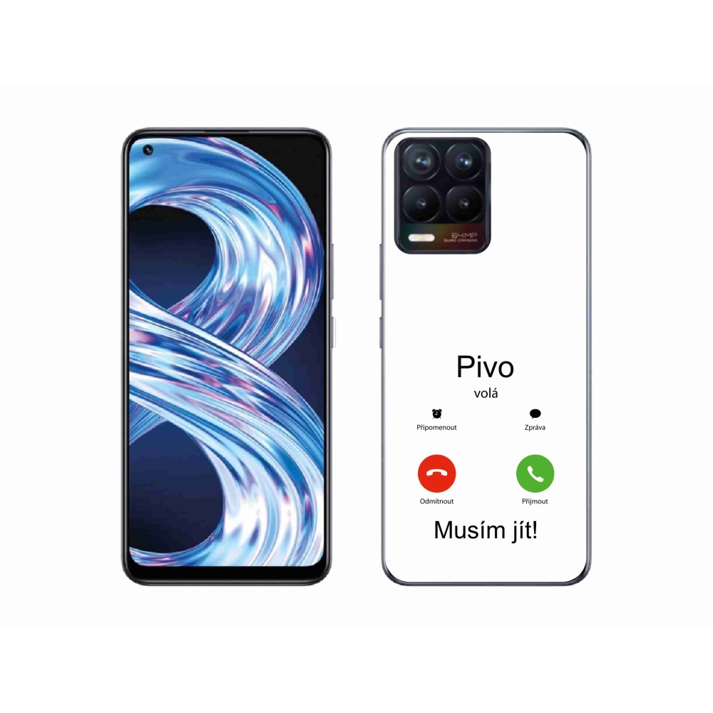 Gél borítás mmCase a Realme 8 4G-n - sör hívások fehér háttérrel