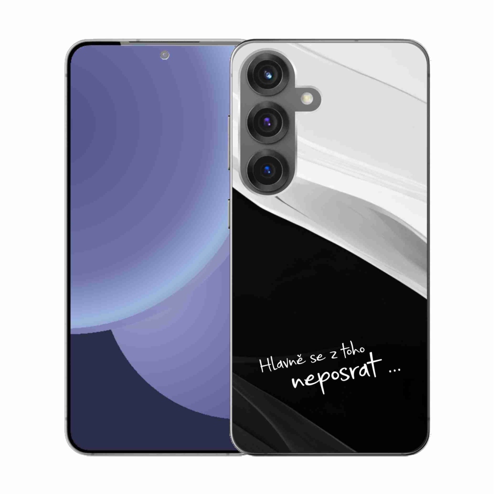 Gél borító mmCase Samsung Galaxy S25 készülékhez - vicces szöveg 13 fekete és fehér háttérrel